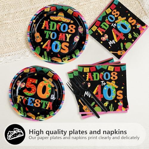 96Pcs Mexican Fiesta 50th Birthday Party Decorations, Serves 24 - Image 3