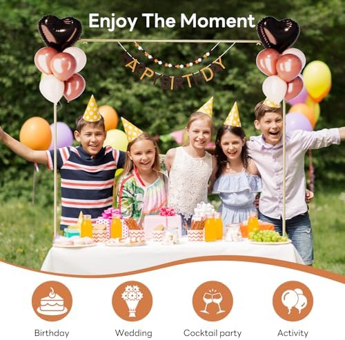 XLHOMO Over The Table Rod Stand with Clamps, Adjustable 32''-79'' Tall 32"-131" Length, Gold Table Arch Stand Metal Balloon Frame Hanging Rod for Weddings Christmas Birthdays Garden Arbors Decoration - Image 5