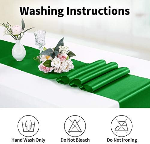 10-Pack Satin Table Runner Emerald 12 x 108 inches Long, Table Runners for Wedding, Birthday Parties, Banquets Decorations（10 Pack, 12x108 Inch, Emerald） - Image 6
