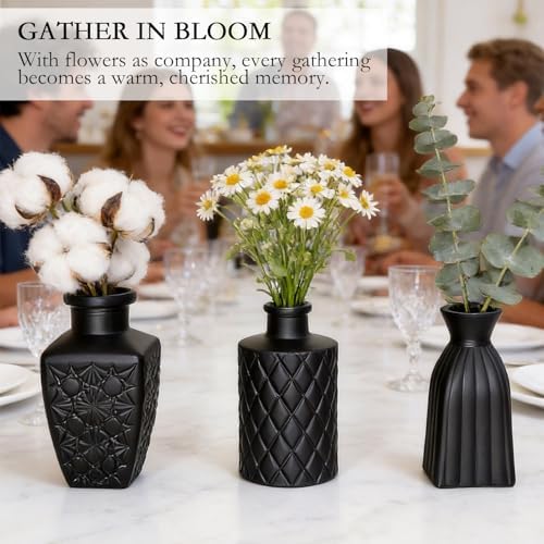 Black Glass Bud Vase Set of 22 Pcs,Small Bud Vases in Bulk,Glass Crystal Flower Vases Table Centerpieces for Party Event Wedding Decor Baby Shower Decorations (Classic Black, 22 Pcs) - Image 5