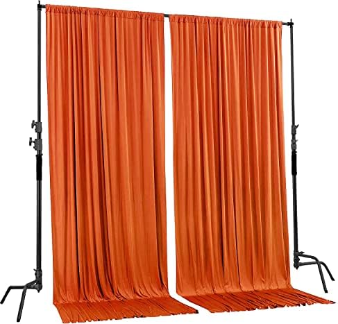 AK TRADING CO. 10 feet x 10 feet Polyester Backdrop Drapes Curtains Panels with Rod Pockets - Wedding Ceremony Party Home Window Decorations - Orange - Image 3