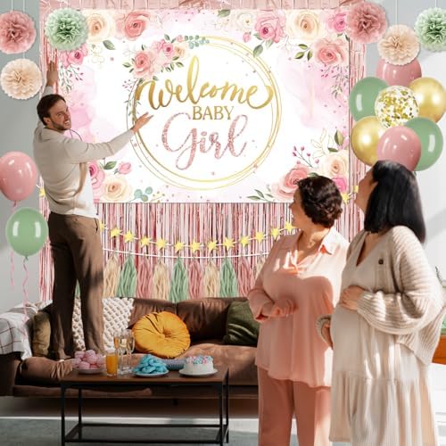 Rose Gold Baby Shower Decorations for Girl Welcome Baby Girl Retro Decor - Image 5