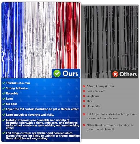 OHOME 4th of July Decorations - American Flag Backdrop Streamers | Patriotic Memorial Day Decor for Indoor Outdoor Outside - 250th Anniversary Fourth of July Accessories Party Favors,2 Pack - Image 3