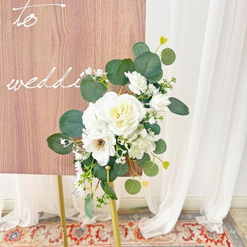 Odouzy Pack of 2 Wedding Arch, Artificial Flowers, Wedding Decor，Flower Garland Be Suited to Banquet, Party, Reception Entrance Welcome Sign and Background Decoration (Milky White) - Image 4