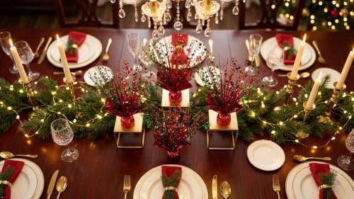 6 Pack Christmas Centerpieces for Tables Red Green - Image 2