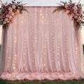 Tulle Backdrop Curtain with Lights String 10FT X 10FT Wrinkle Free Dusty Rose Sheer Tulle Backdrop Curtains for Wedding Birthday Party Reception Photo Booth Background Decorations (2 Panels 5x10FT) by Chesjin
