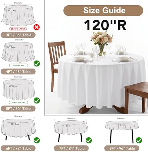 Fitable 6 Pack Hunter Green Round Tablecloths - 120 Inches in Diameter - Image 3