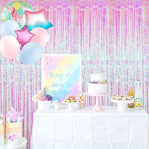 GOER 3.2 ft x 9.8 ft Metallic Tinsel Foil Fringe Curtains Party Photo Backdrop Party Streamers for Birthday,Graduation,New Year Eve Decorations Wedding Decor (5 Packs,Multicolor) - Image 3