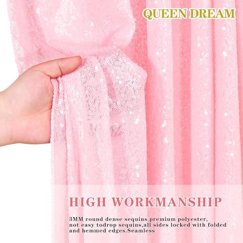 Glitter Pink Sequin Backdrop for Birthday Party Decorations 6x8FT Curtain - Image 3