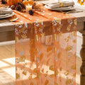 Artoid Mode Fall Gauze Table Runner 120 Inch, Metallic Foil Leaves by ArtoidMode