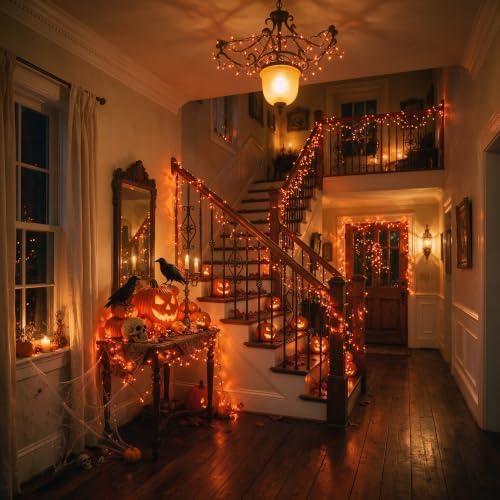 TURNMEON 3 Pack Orange Lights Total 30Ft 90LED Halloween Lights with Timer - Image 3