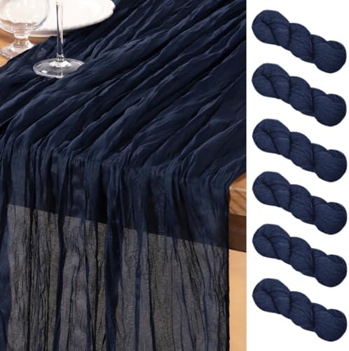 DeZerlor Navy Blue Cheesecloth Table Runners 6 Pack Christmas Runners by DeZerlor