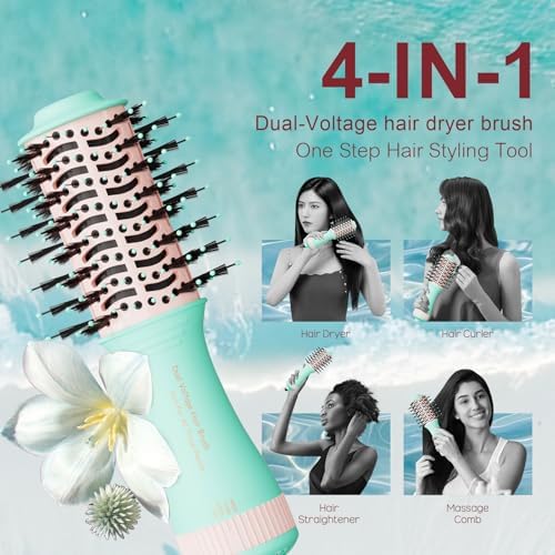 Travel Dual Voltage Hair Dryer Brush,Portable Mini Hot Air Blow Dryer Straightener & Curler,Titanium Oval Blowout Styler Volumizer Tools,Auto Cepillo Secador De Cabello International Travel Essentials - Image 4