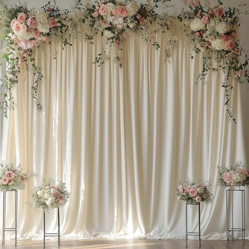 10x10FT Ivory Backdrop Curtains for Wedding Parties, Wrinkle Free Photo Backdrop Curtains for Wedding Birthday Party Baby Shower, Fabric Drape with Rod Pockets 5ft x 10ft, 2 Panels by Unknown