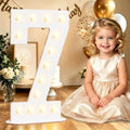 Pooqla 7th Birthday Decorations, 17.3 in White Wooden Light Up Numbers 7 by Pooqla