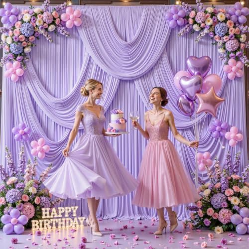 Lavender Backdrop Curtain for Parties Wedding Wrinkle Free Light Purple Photo Curtains Backdrop Drapes Fabric Decoration for Baby Shower Photoshoot 5ft x 7ft,2 Panels - Image 2