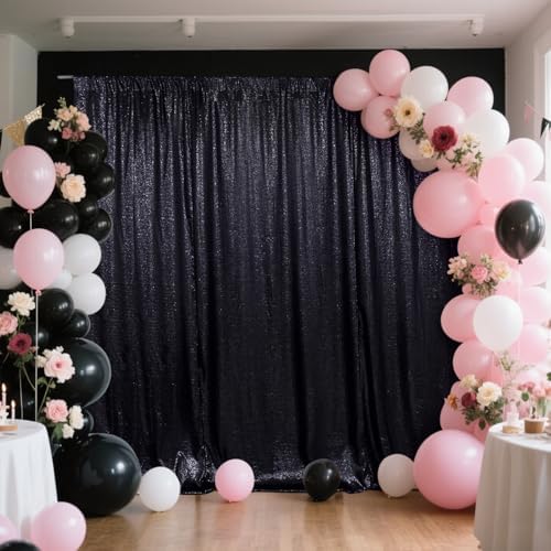 SquarePie 6x8ft Black Sequin Backdrop Glitter Background for Halloween - Image 4