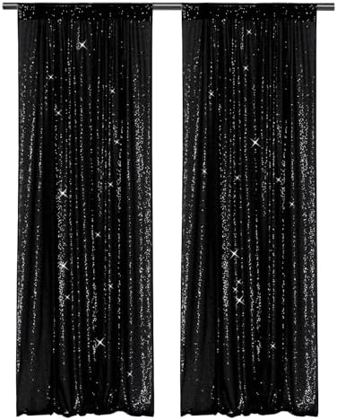 PartyDelight Black Sequin Backdrop Curtains 2x8ft 2 Panels - Image 4