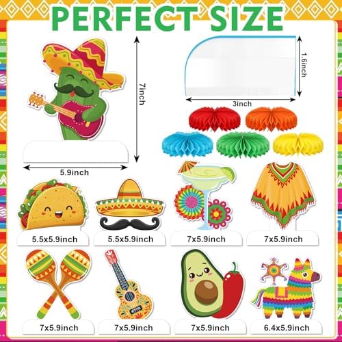 9Pcs Fiesta Party Decorations Mexican Party Honeycomb Table Centerpiece Cinco De Mayo Party Table Decoration Honeycomb for Taco Party Mexican Themed Party Birthday Day Of the Dead Supplies - Image 2