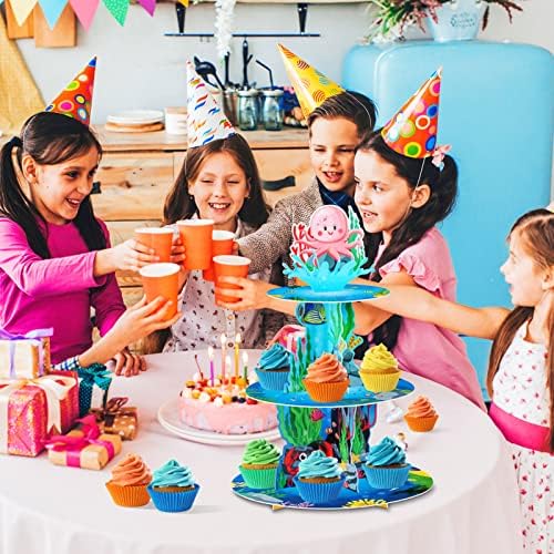 BenLouis 3Tier Under the Sea Cupcake Stand Birthday Party Decorations - Image 6