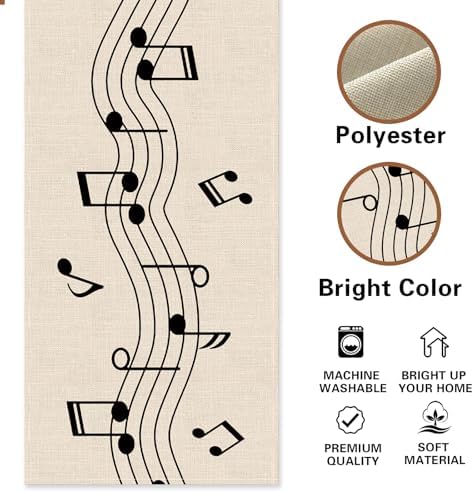 Vintage Music Sheets Dining Table Runner, Retro Musical Notes Staff - Image 2