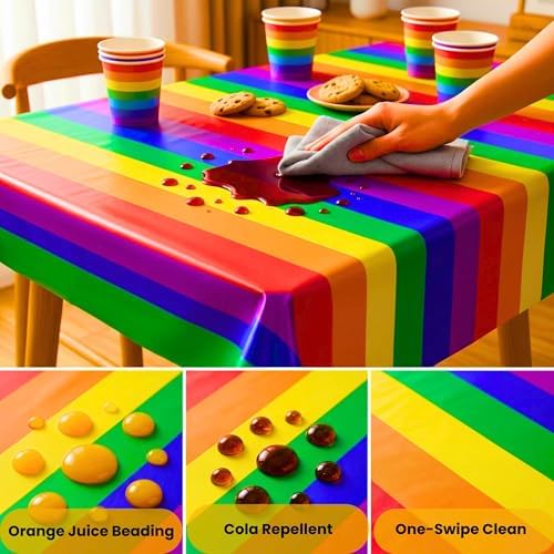 100FT x 54IN Rainbow Plastic Tablecloth Roll with Slide Cutter Box - Image 6