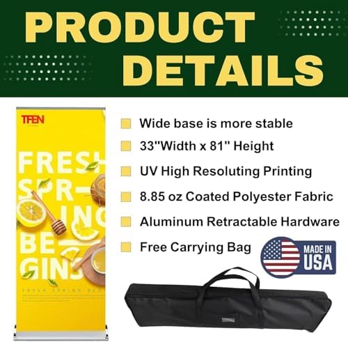 Custom Banner Pop up Banner Aluminum Deluxe Retractable Banner-Made in USA-33"x81" with Stand Roll up Banner for Business, Trade Shows, Stores, Advertising, Events - Image 4