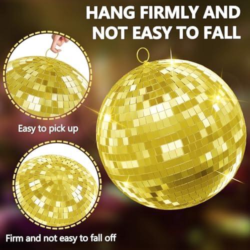 Gold Disco Ball 12 inch Mirror Ball for Party Decor, Hanging Disco Balls Decoration for Wedding, Events, Disco Party, Home Decorations, Dance Floor and Celebrations - Image 4