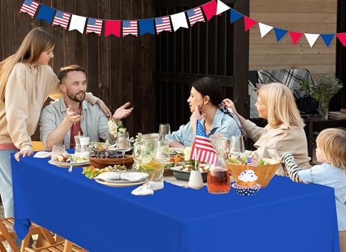 12 Pack Red White and Blue Disposable Plastic Tablecloths - Image 7