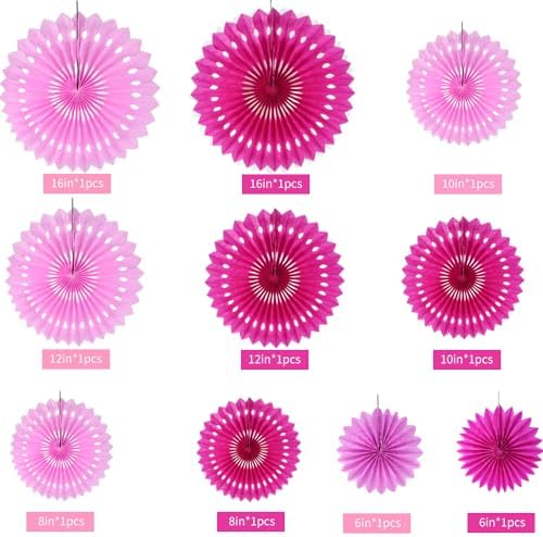 BEISHIDA Honeycomb Round Paper Fans Hot Pink Hanging Party Decoration - Image 2