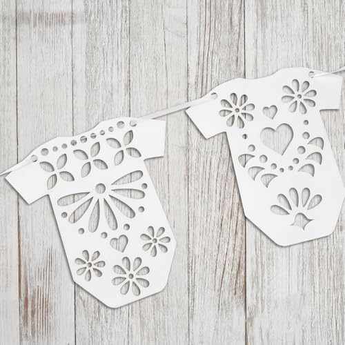 Amazingspark 4 Set White Papel Picado Baby Bodysuit Banner - Image 6