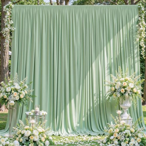 Sage Green Backdrop Curtain for Parties Wrinkle Free Dark Green Photo Curtains Backdrop Drapes Fabric Decoration for Baby Shower Birthday Party Photography 5ft x 7ft,2 Panels by Tao-GePartyDecorations