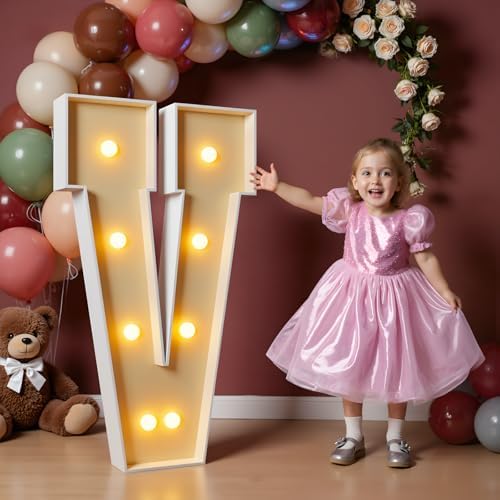 imprsv 3FT Marquee Letters, Large Light Up Letters V Sign for Party Decor by Letsmakeitimpressive