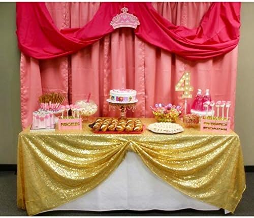 Eternal Beauty Gold 48x72 Inch New Years Eve Sequin Tablecloth - Image 4