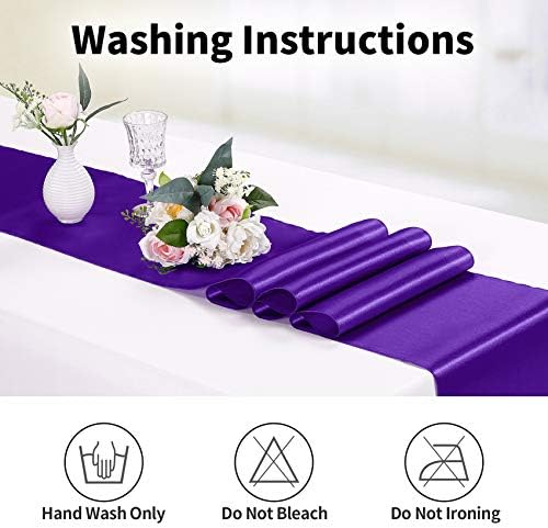 15-Pack Satin Table Runner Purple 12 x 108 inches Long, Table Runners for Wedding, Birthday Parties, Banquets Decorations（15 Pack, 12x108 Inch, Purple） - Image 3