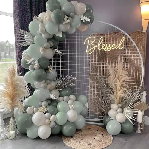 PartyWoo Dusty Green Balloons 50pcs Sage Olive Eucalyptus Green Boho Color - Image 6