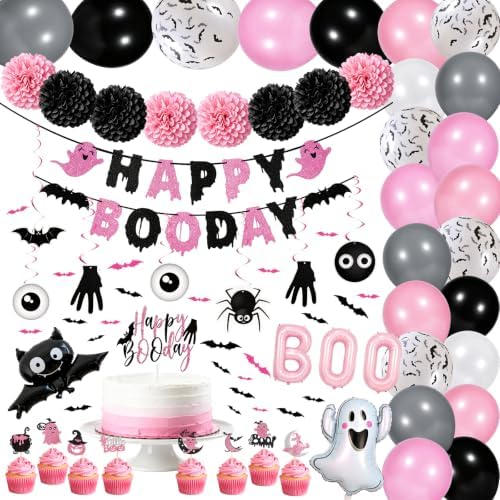 Pink Halloween Birthday Party Decorations, Happy Boo Day Decorations Kit by Ithmahco