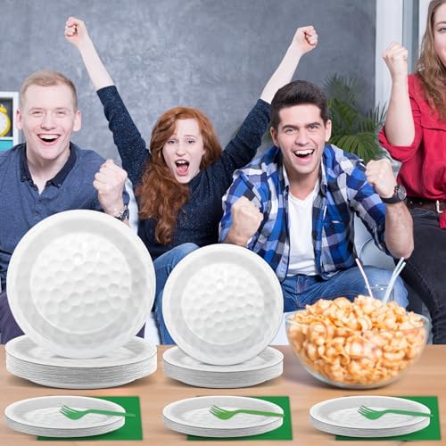 Qyeahkj 100 Pcs Golf Party Supplies Plates and Napkins Set Golf Birthday Decorations Paper Tableware Dinnerware Kit Disposable Sports Ball Themed Party Decor Favors for Kids Serves 25 - Image 6