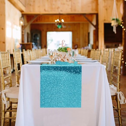 10 Packs 12 x 72 inches Turquoise Sequin Table Runner - Image 7