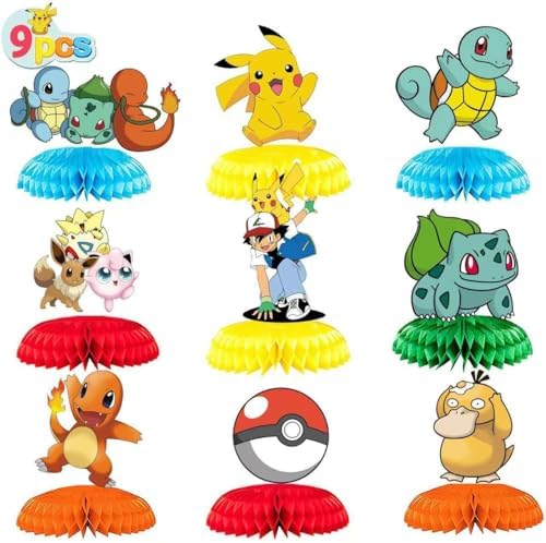 anime Birthday Party Supplies , 9Pcs Honeycomb Centerpieces for Toy animen Decorations, Double Sided Table Decorations Centerpieces Party. - Image 2