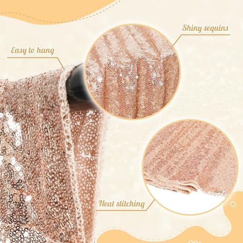 PartyDelight Rose Gold Sequin Backdrop Curtains 6x8ft - Image 2