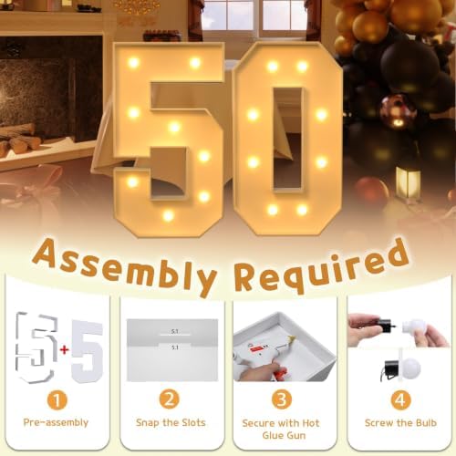 imprsv 50 Marquee Numbers, 3FT Light Up Numbers for 50th Birthday Decor - Image 3
