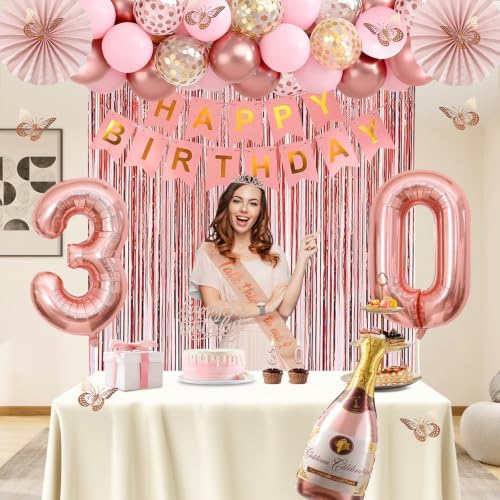Juesly 30th Birthday Decorations for Women, 51pcs 30 Year Old Party Set - Image 6