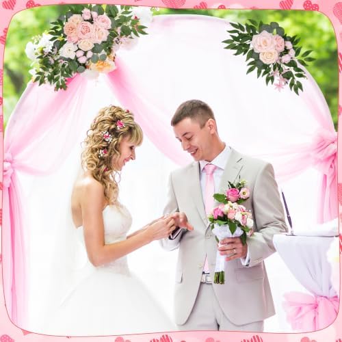 2 Pcs Wedding Arch Decorations, Soft Pink Rose Garland Pastel Set - Image 5