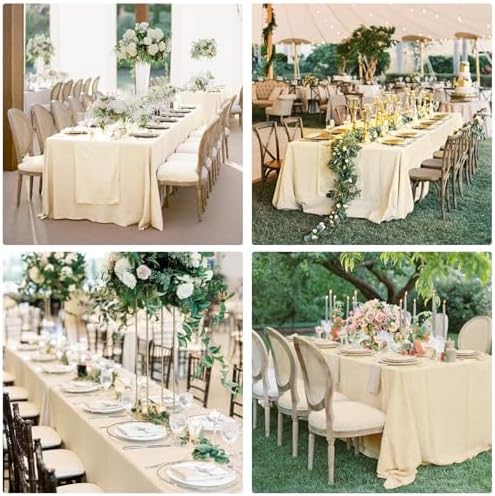 4 Pack Rectangle Tablecloth for 6 Foot Tables Washable Polyester Table Cover for Wedding Dining Table Parties Banquet（60x102 Champagne） - Image 6