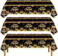BCCSNNMN 3 Pcs Happy New Year Tablecloths,Rectangle Disposable Plastic Black Gold NYE Table Covers for New Years Eve Party Table Decorations Supplies 54" X 108" by BCCSNNM