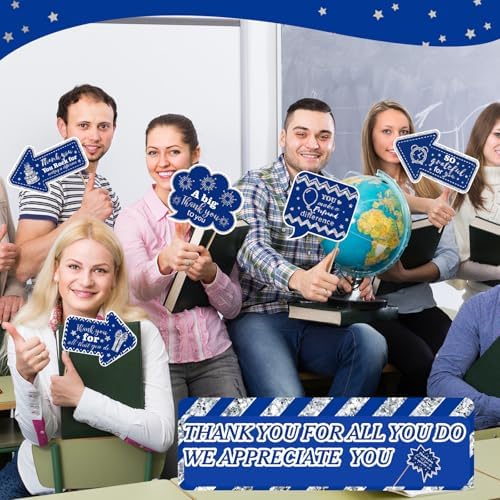24pcs Customer Service Week Appreciation Decor Photo Prop, Blue, Silver - Image 5