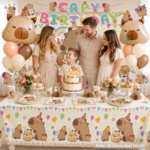 222Pcs Xynic Capybara Birthday Decorations Tableware Set, 25 Serves - Image 3