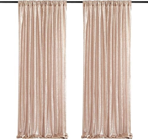 Poise3EHome Champagne Sequin Backdrop Curtains,2 Pcs 2FTx8FT Glitter Panels for Party Halloween Birthday Party Baby Shower Wedding Christmas Thanksgiving Holiday Decor by Poise3EHome