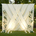 40x12 ft Ivory Backdrop Curtains for Weddings Parties, Birthdays and Photos by PartyVillage